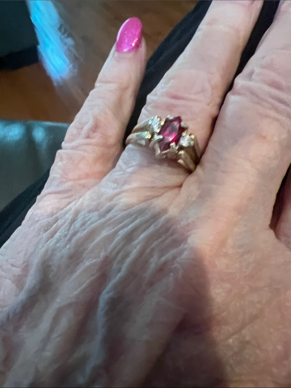 925 Double Ring with CZ Cluster FLIP RING.FLIP HER OVER AND RUBY - Picture 7 of 8